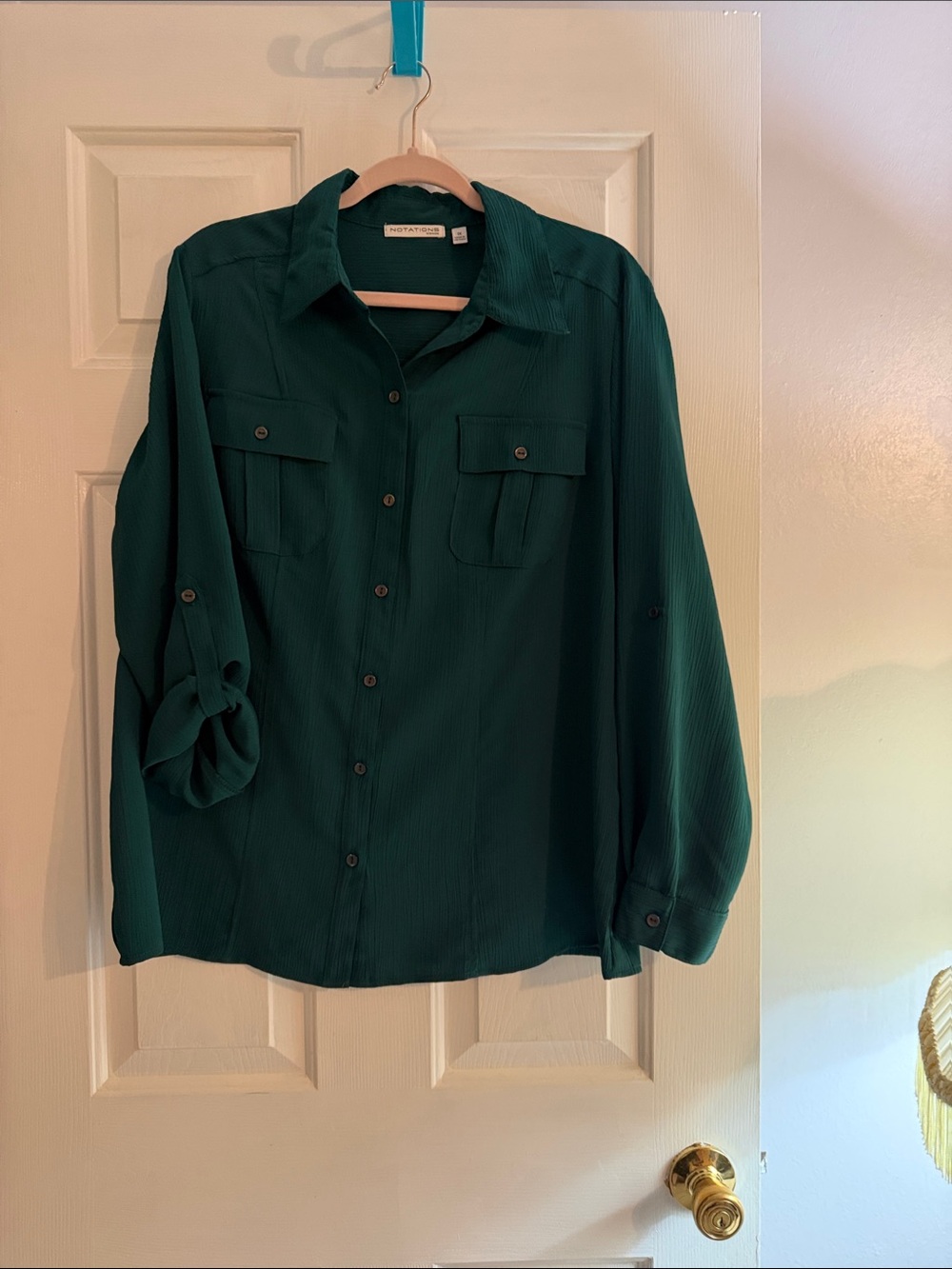 Notations Dark Green Button-Up Utility Shirt Jacket
